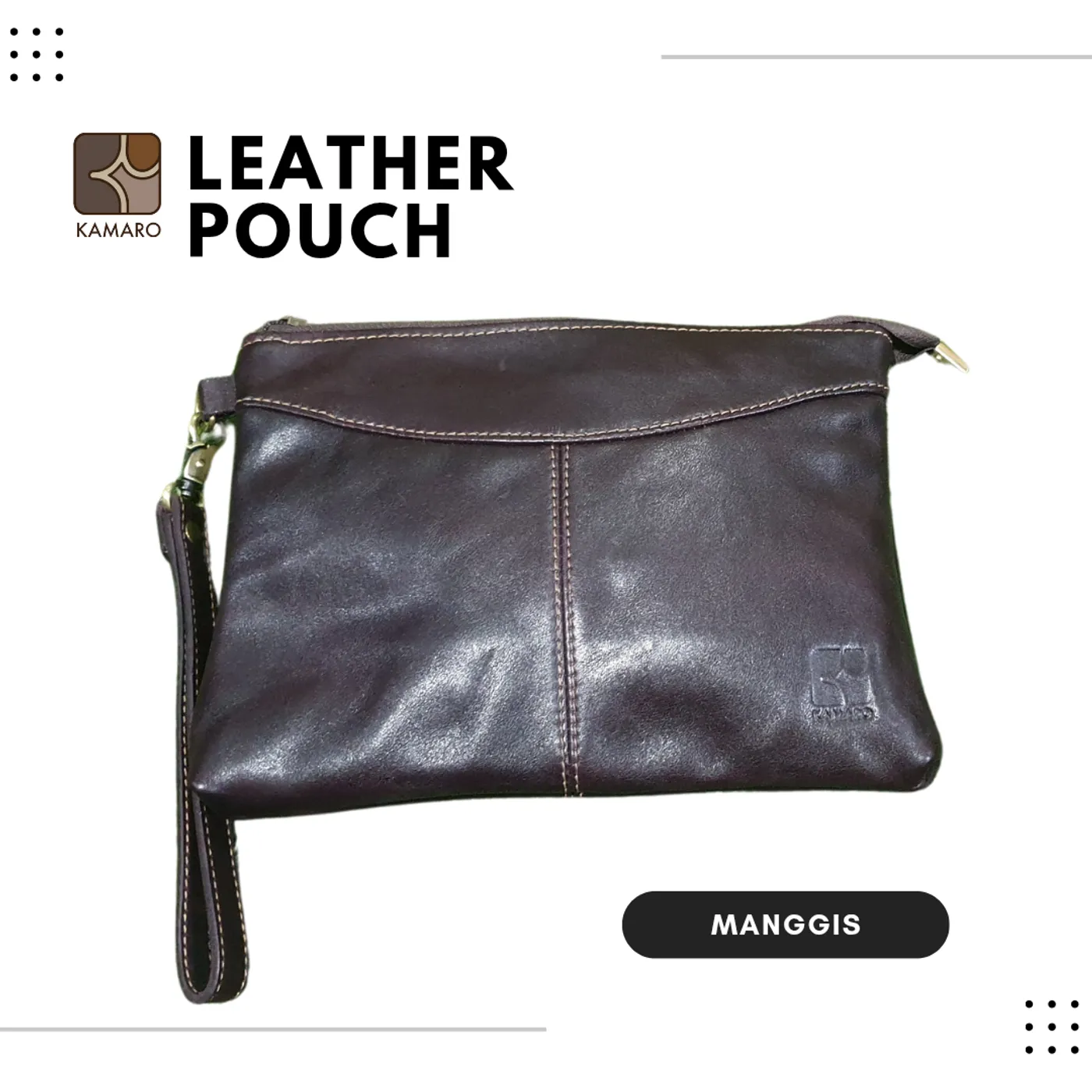Leather Pouch KAMARO Manggis — tampilan 2