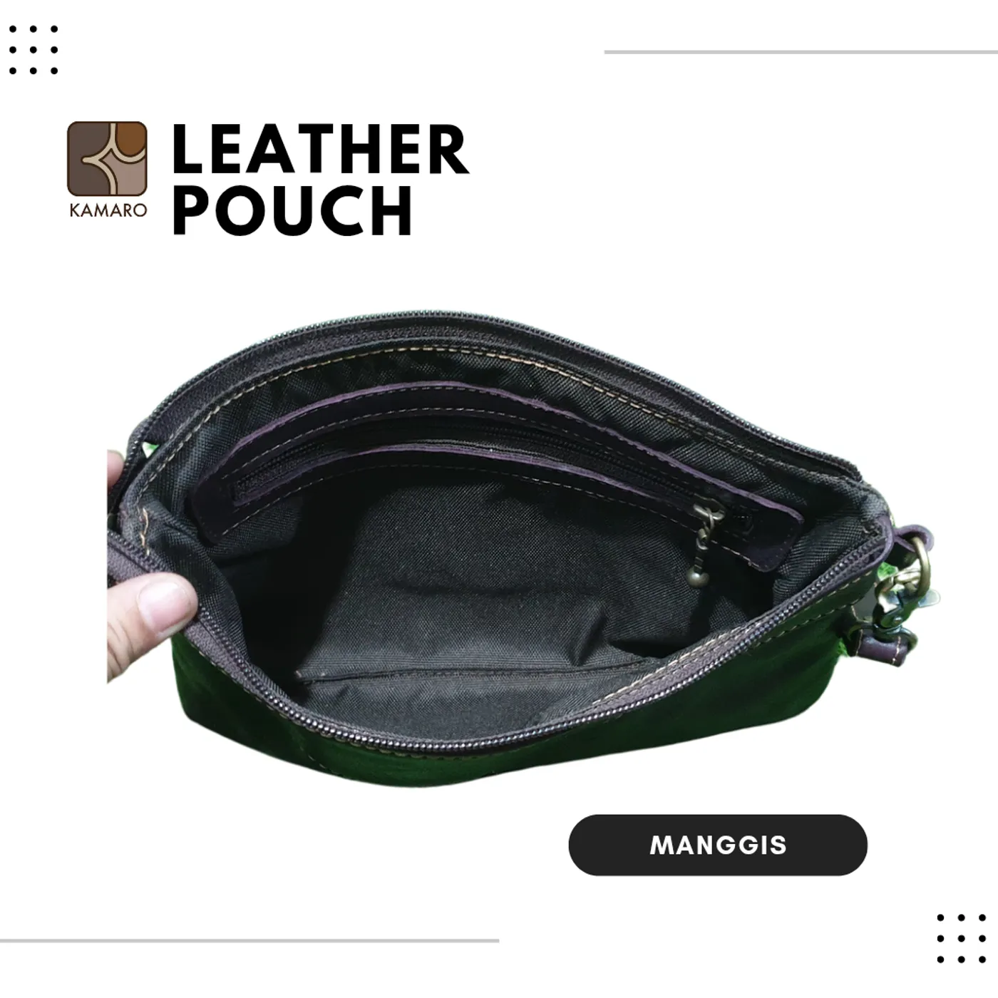 Leather Pouch KAMARO Manggis — tampilan 3