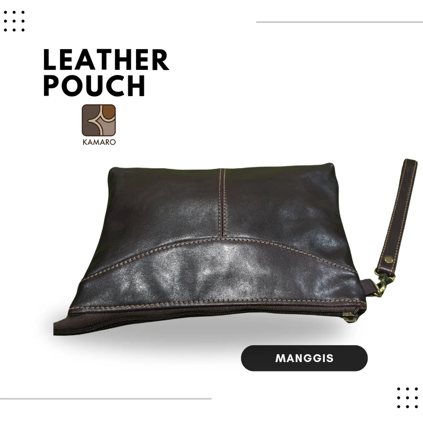 Leather Pouch KAMARO Manggis — tampilan 4