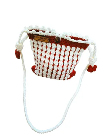 Mini Sling Bag Rajut - Putih Teracotta