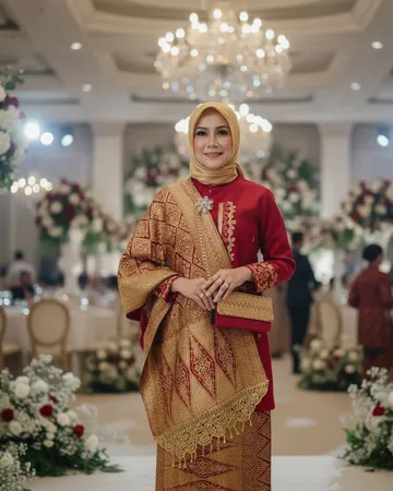 Songket Balapak Benang 2 Red Gold Series