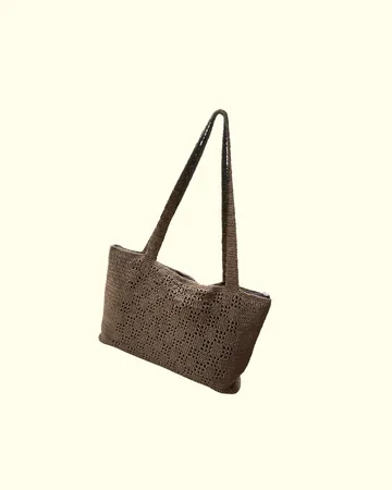 Tas laptop rajut motif kotak