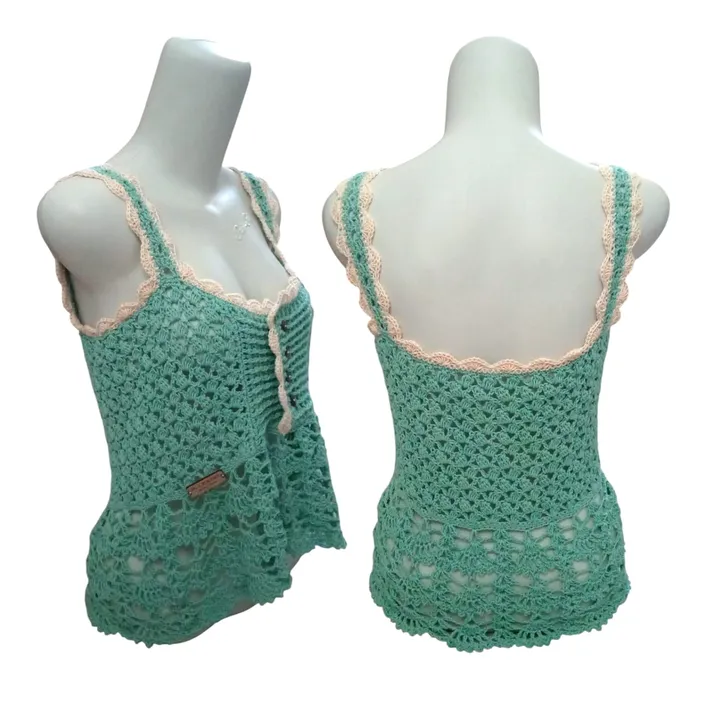 Tanktop Rajut Kancing - Light Teal