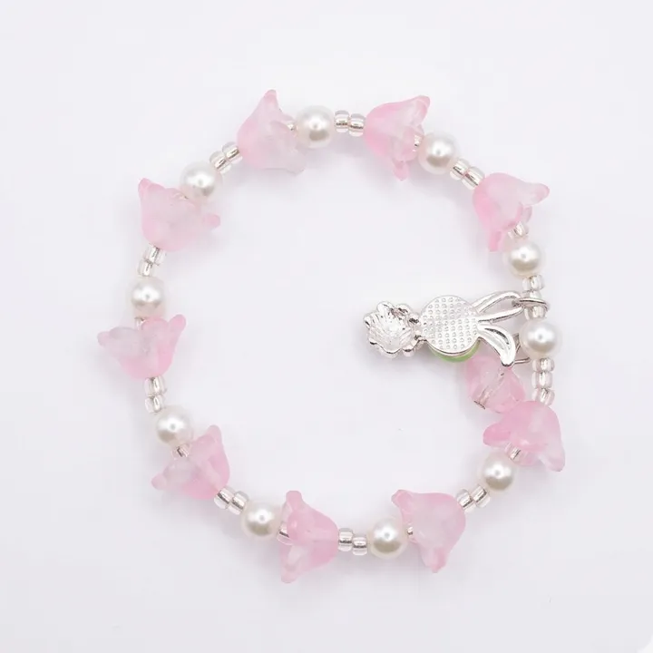 Gelang Mutiara Bunga Pink