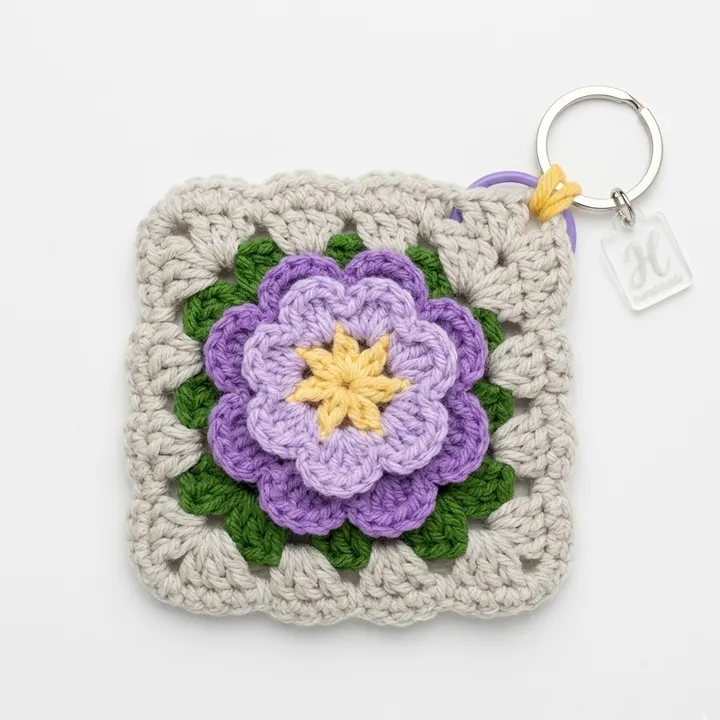 Gantungan Kunci Rajut Flower Granny Square