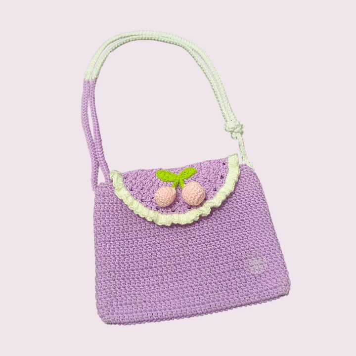 Mini Sling Crochet | Tas mini selempang rajut - Lavender Cherry
