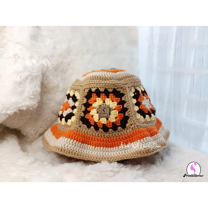 Retro Sunburst Crochet Bucket Hat