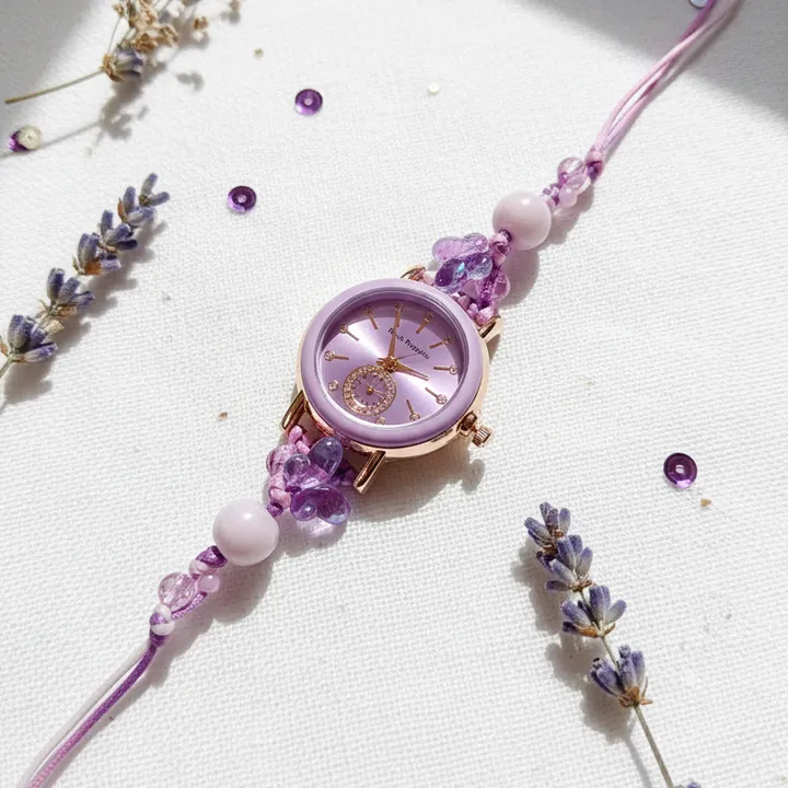 MHC Jam Tangan Floral Ungu Lavender Unik