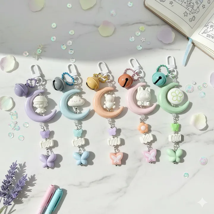 MHC PREMIUM Celestial Charm Blue - Gantungan Kunci Biru Bulan Sabit