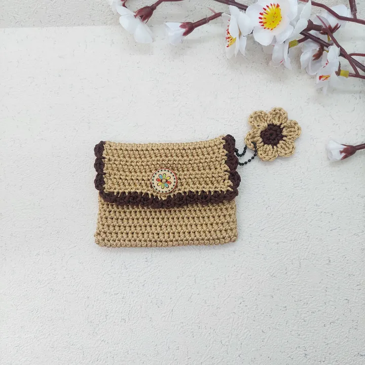 [SALE!] Dompet Kartu Rajut Bunga Coklat