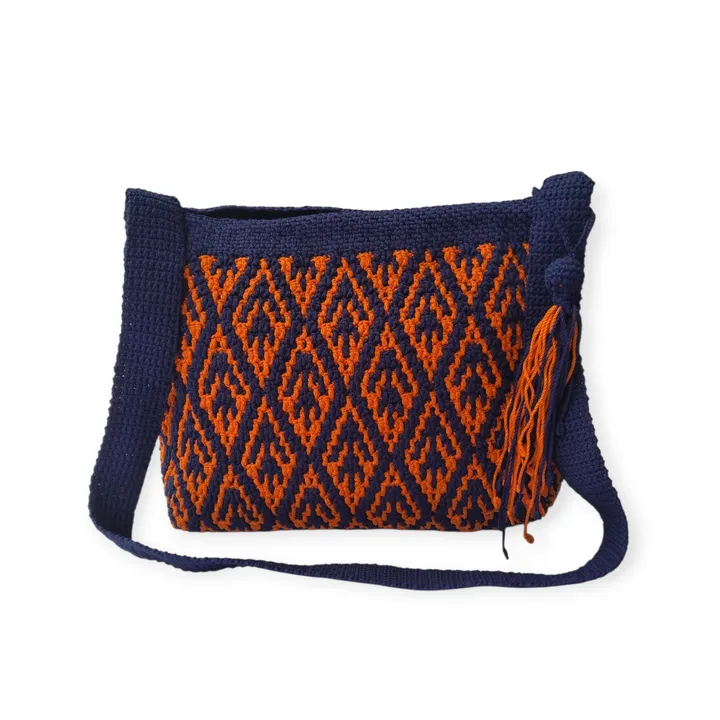 Sling bag rajut mozaik warna orang biru7