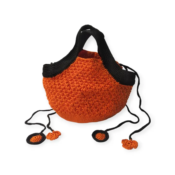 Tas Rajut Pumpkin Orange Hitam