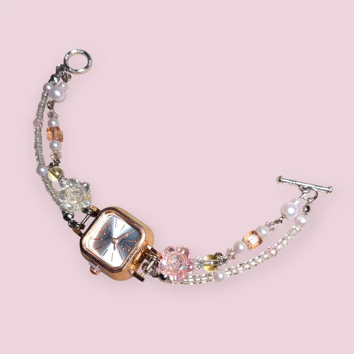 Jam Tangan Manik | Beads Watch - Peachy Glam