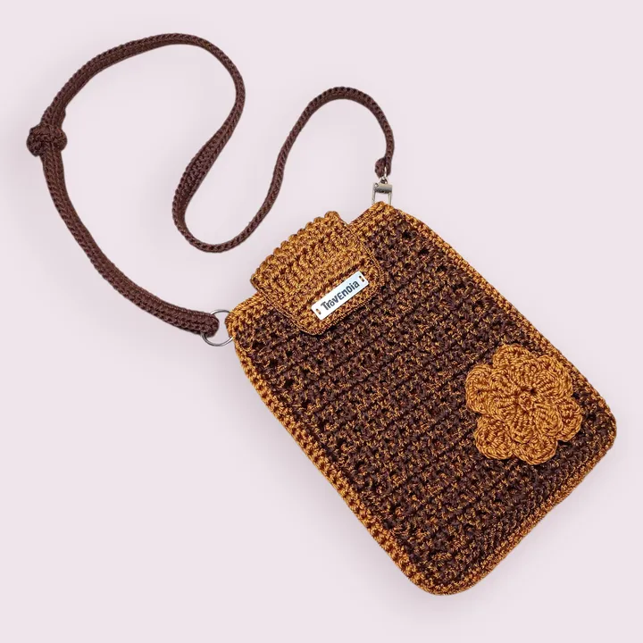 Tas Handphone Selempang Rajut Choco-gold