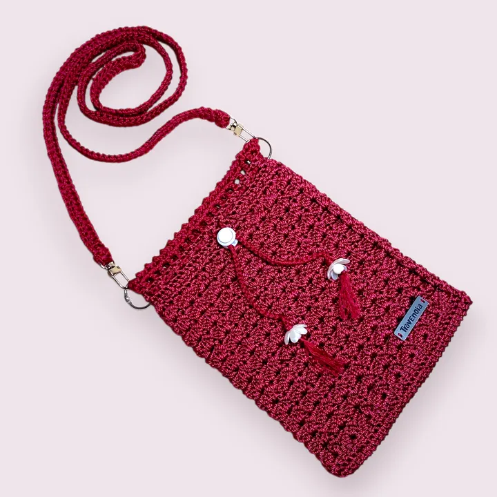 Tas Selempang Rajut - Maroon