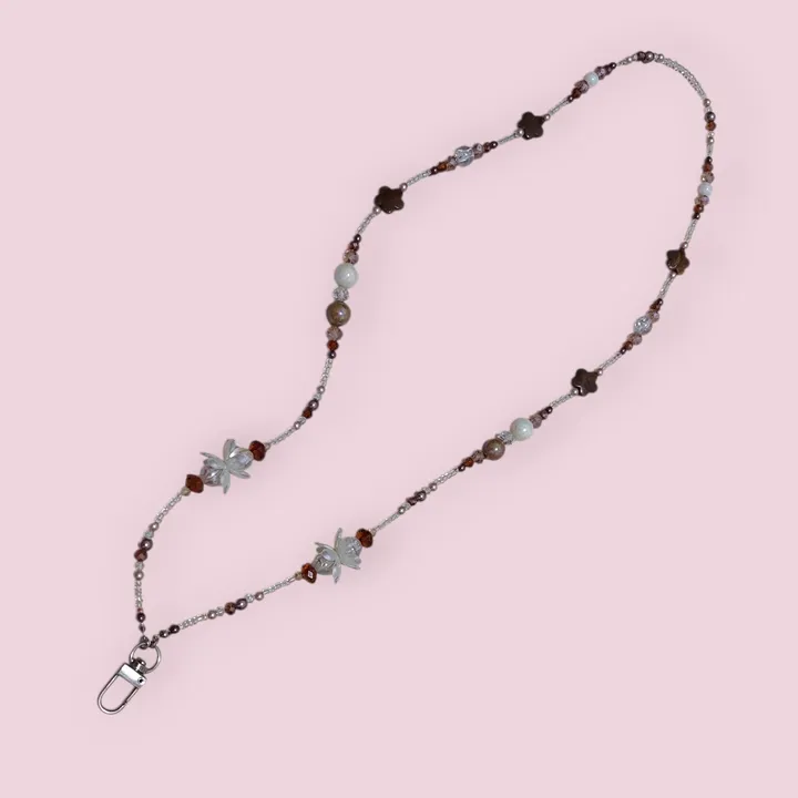 Beaded Lanyard for ID Card | Tali gantungan manik-manik untuk ID Card | Shimmery Brown
