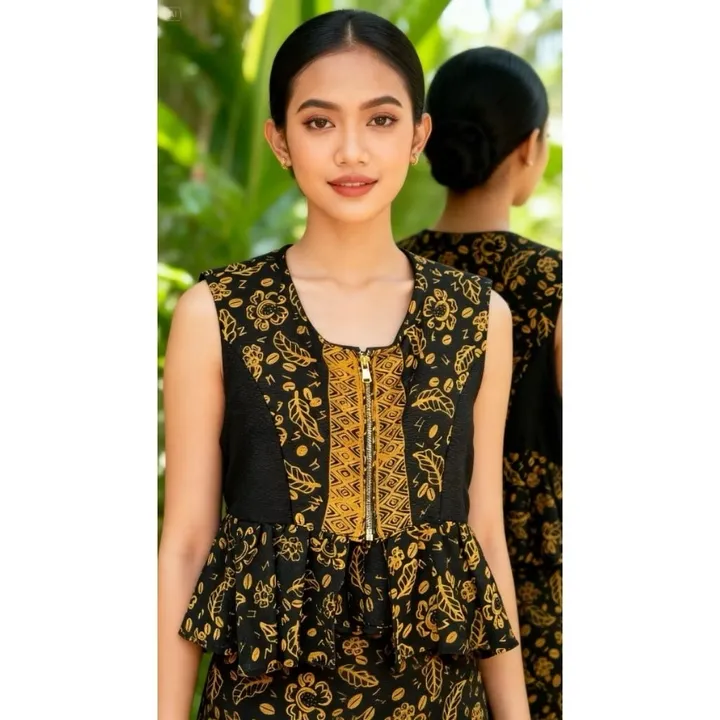 Batik Cap Diwo Bengkulu - Rompi Peplum Katun Dolby