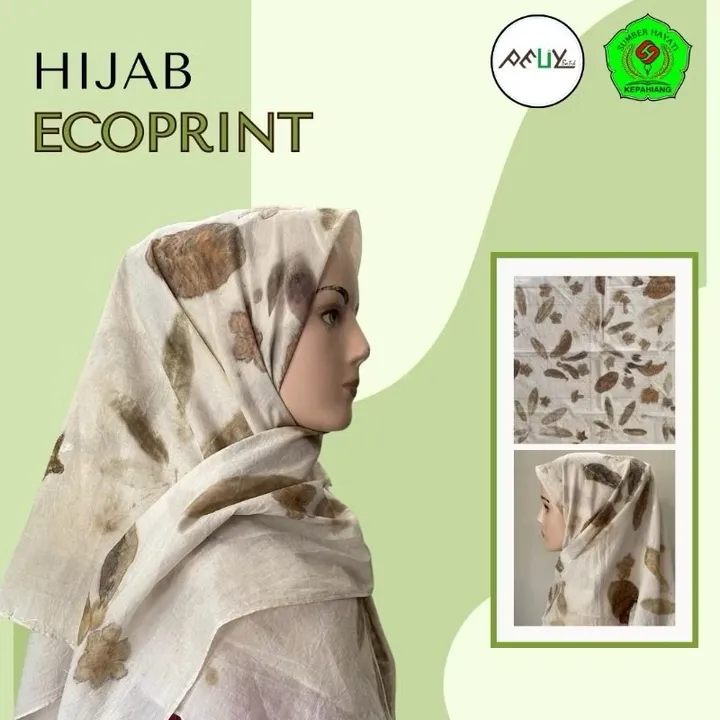 Hijab Segiempat Ecoprint Original Peuy Batik - Handmade