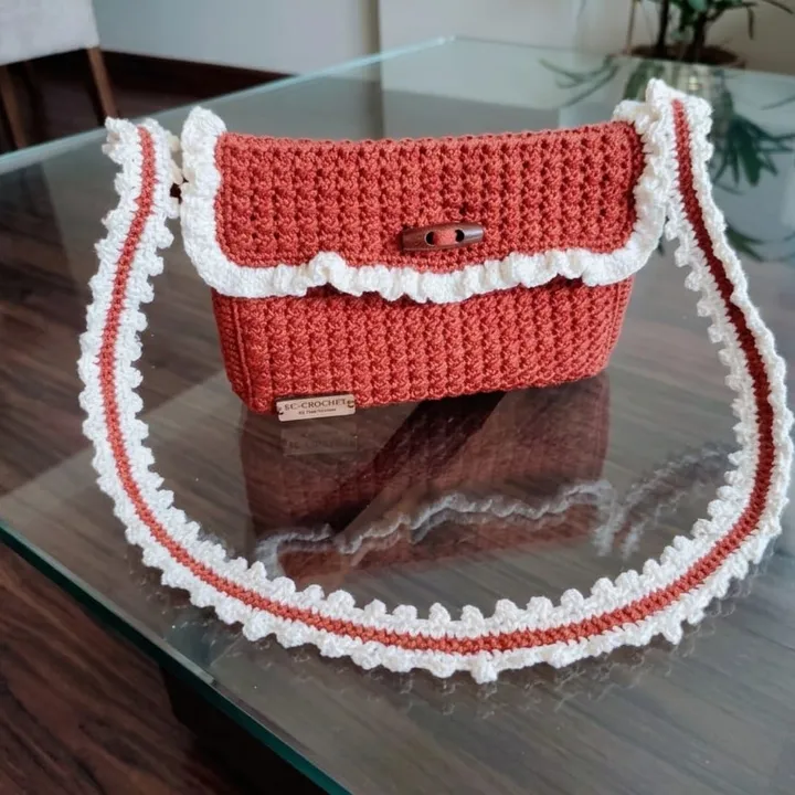 Mini Sling Bag Rajut - Ruffle Terakota