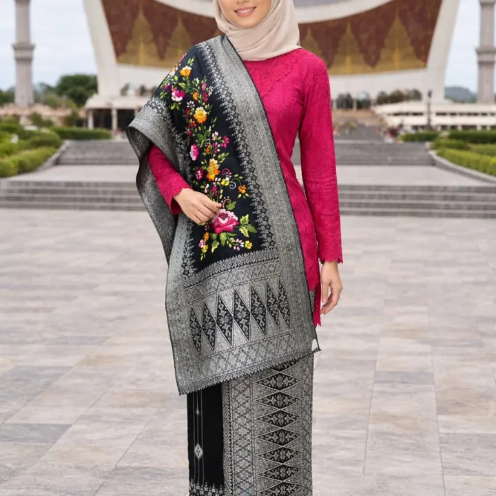 Songket Pandai Sikek Motif Catua Barantai Selendang Sulam Suji Cayia