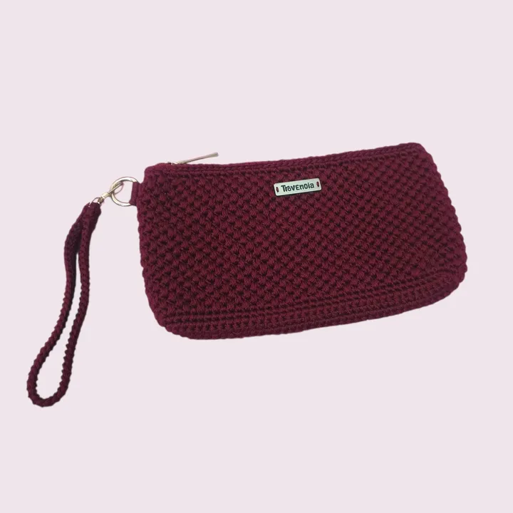 Hand Pouch Crochet | Dompet Tangan Rajut - Maroon Classy