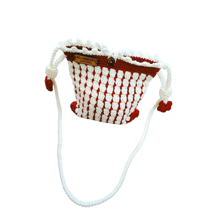 Mini Sling Bag Rajut - Putih Teracotta