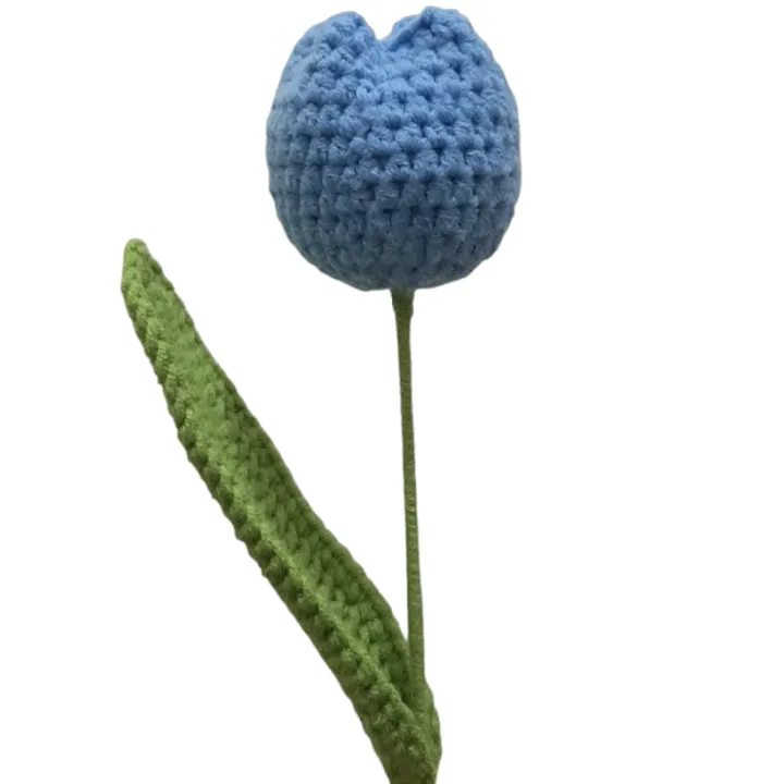 Bunga Tulip Biru Rajut