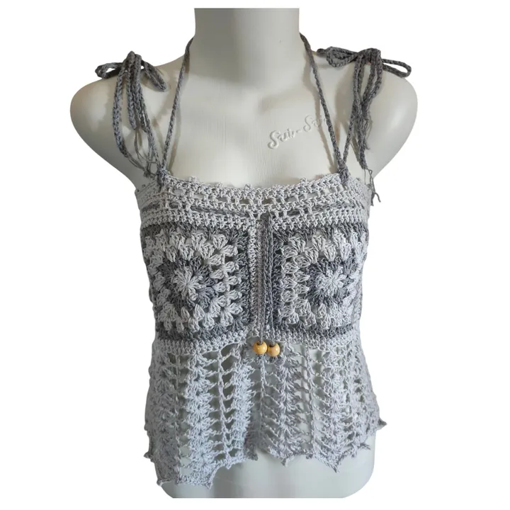 Tank Top Granny Square - Silver Charcoal