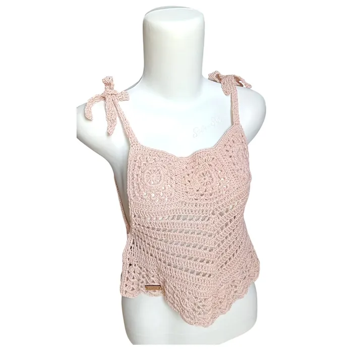 Tanktop Rajut Tali Pita - Cream