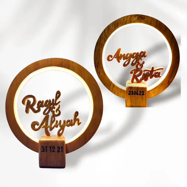 Custom Wedding Wooden Lamp - Lampu Kayu Kado Seserahan Aesthetic