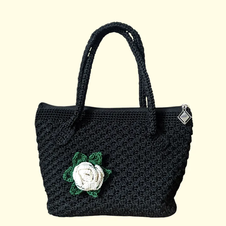 Tas Jinjing rajut hitam bunga