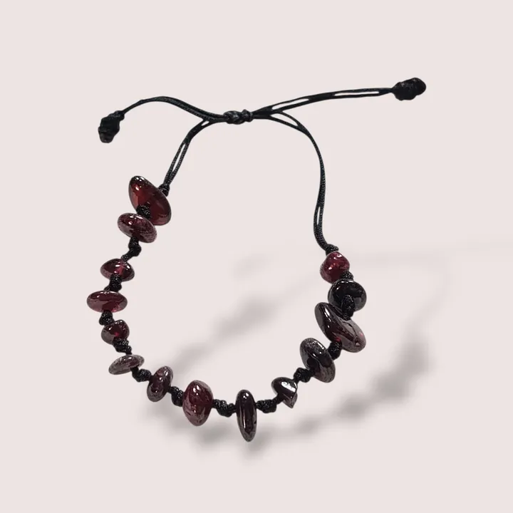 Gelang Etnik Batu Alam Kerikil Red Garnet Kerikil Kecil