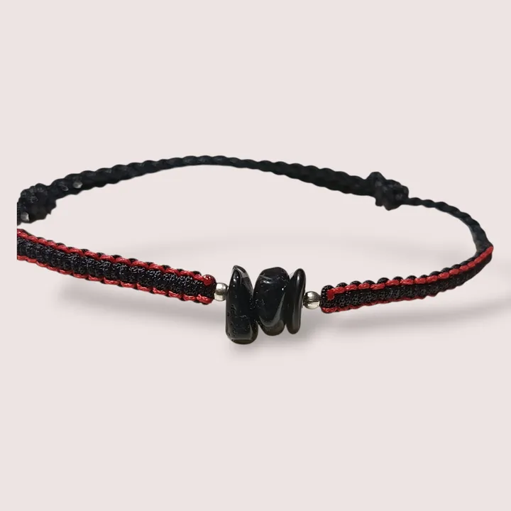 MHC ​Gelang Perlindungan & Kekuatan: Black Onyx Asli dengan Simpul Giok Kokoh