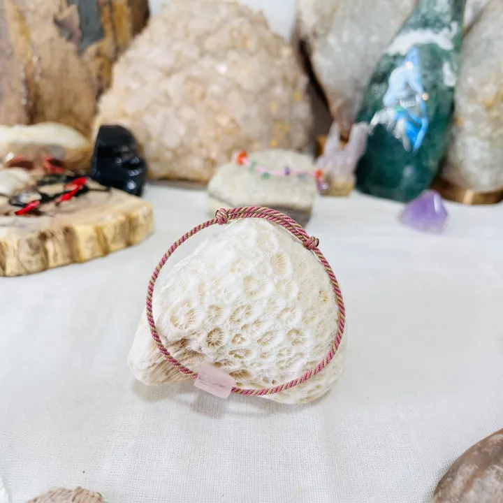 Gelang Tali Adjustable Elegan Rose Quartz