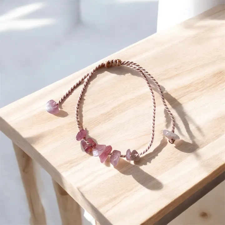 Gelang Batu Rose Quartz