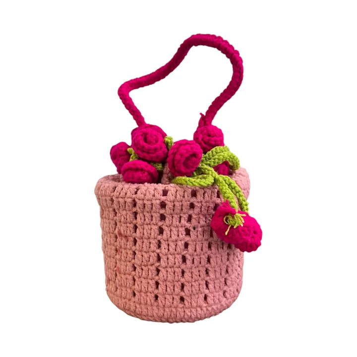 HF 047 Tas Rajut "Rose Basket" Handmade