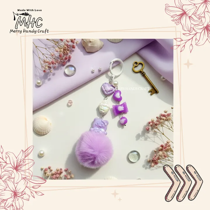 MHC Gantungan Kunci Tas pom Bear Lavender