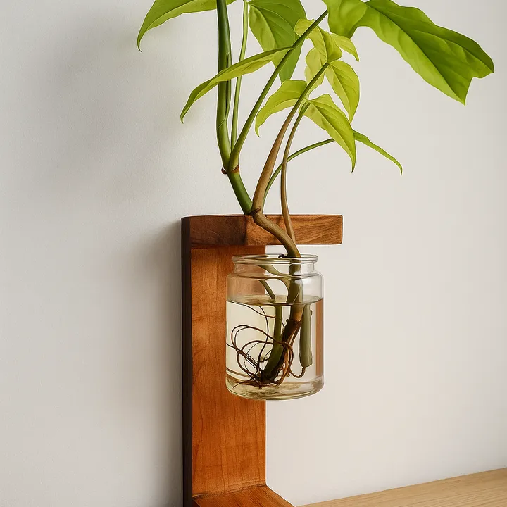 Wooden Hanging Vase - Handmade Vas Bunga Minimalis Kayu