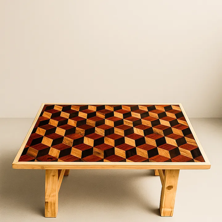 Handmade Cubic End Grain Coffee Table - Meja Tamu Dekor Aesthetic