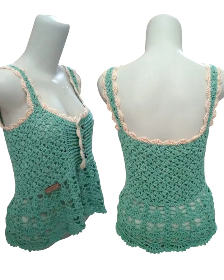 Tanktop Rajut Kancing - Light Teal