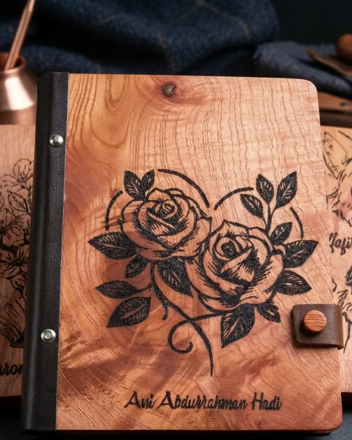 Binder Kayu Custom A5 20 Ring – Notebook Eksklusif Grafir Nama & Desain Personal