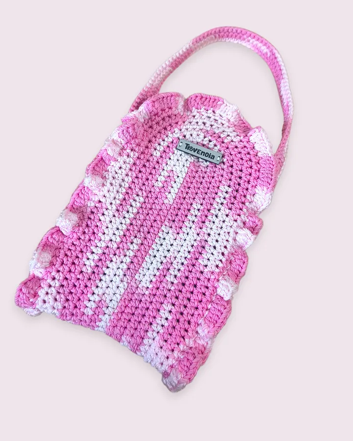 #onlyonce Pocket Phone Crochet | Tas Handphone Selempang Rajut - Blush Scallop