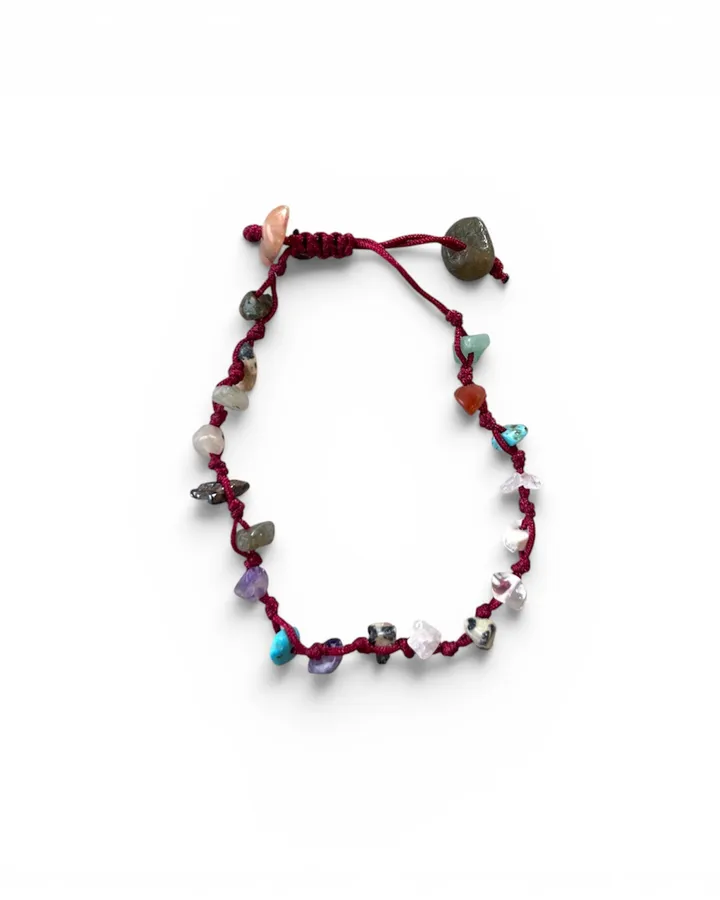 Gelang Batu Alam Chakra Harmony Merah Marun
