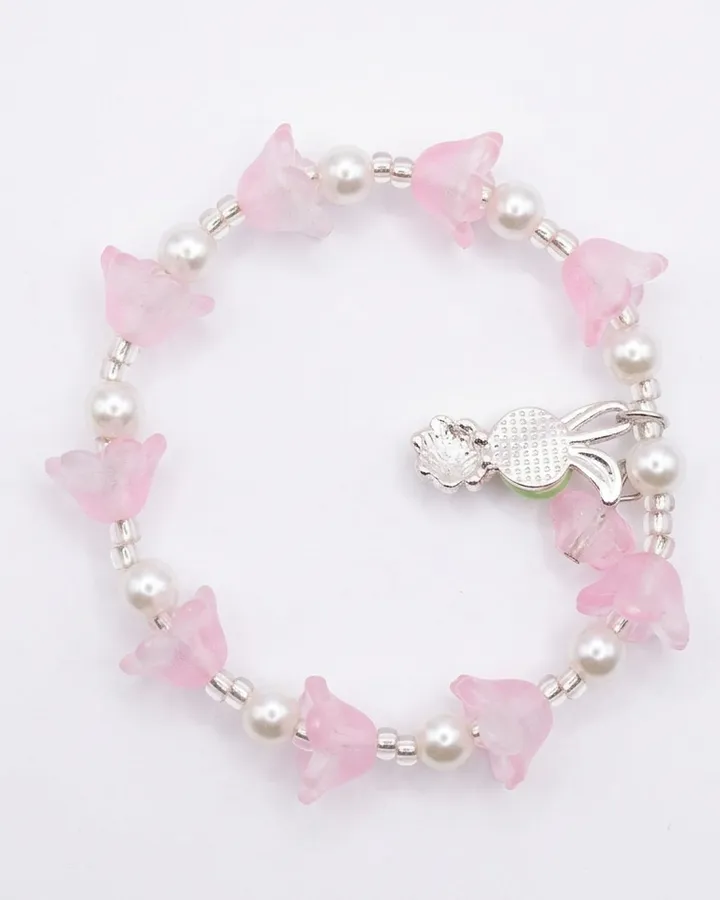 Gelang Mutiara Bunga Pink