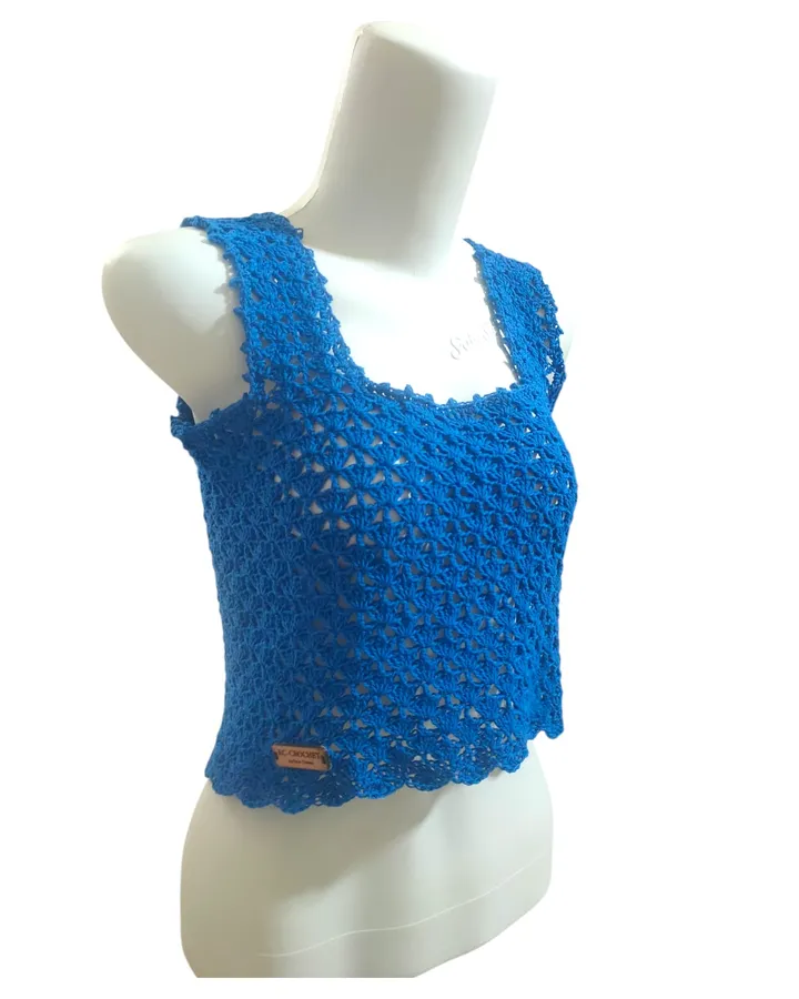 Crop Top Crochet - Royal Blue