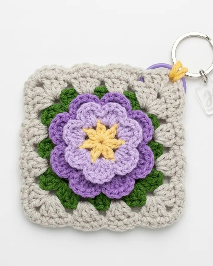 Gantungan Kunci Rajut Flower Granny Square