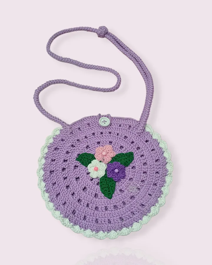 Mini Sling Crochet | Tas mini selempang rajut - Petal Round Bag