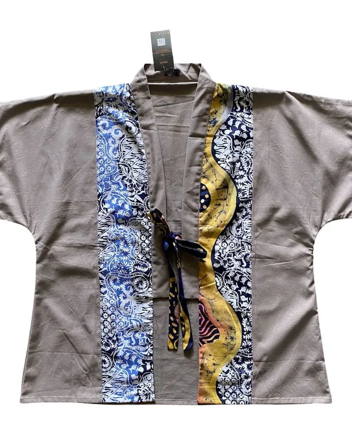Blue-Gold Patchwork Kimono Outer