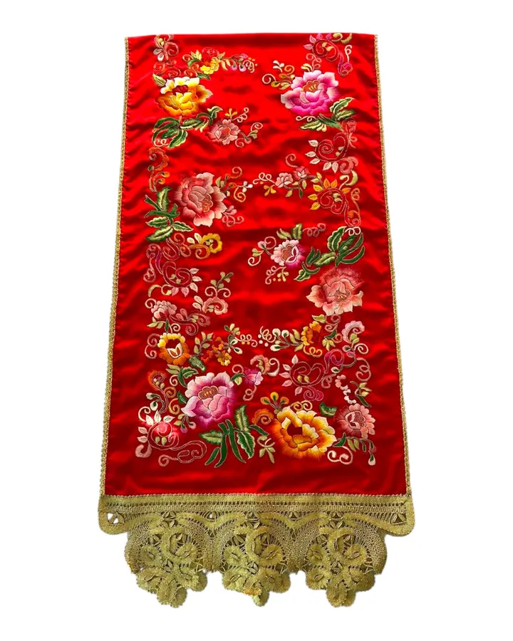 Selendang Sulaman Premium Cindai Sari Motif Bunga Elegan