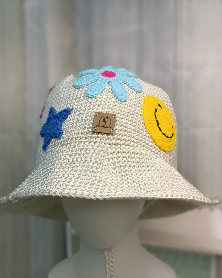 Happy Vibes Crochet Bucket Hat